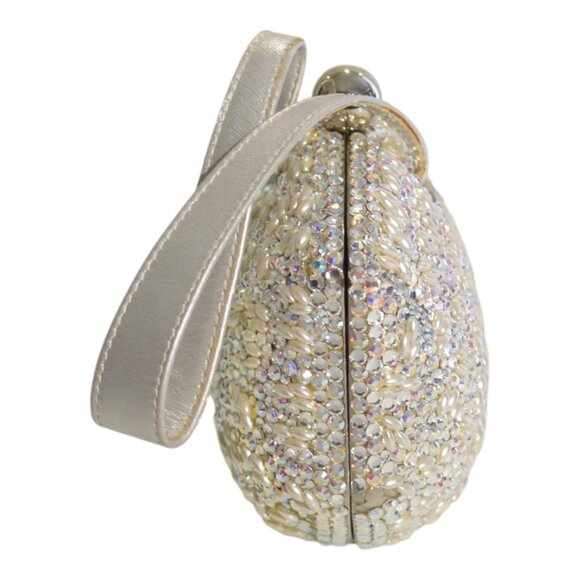 RODO allover Swarovski crystal silver leather wristlet clutch evening bag - Picture 4 of 16